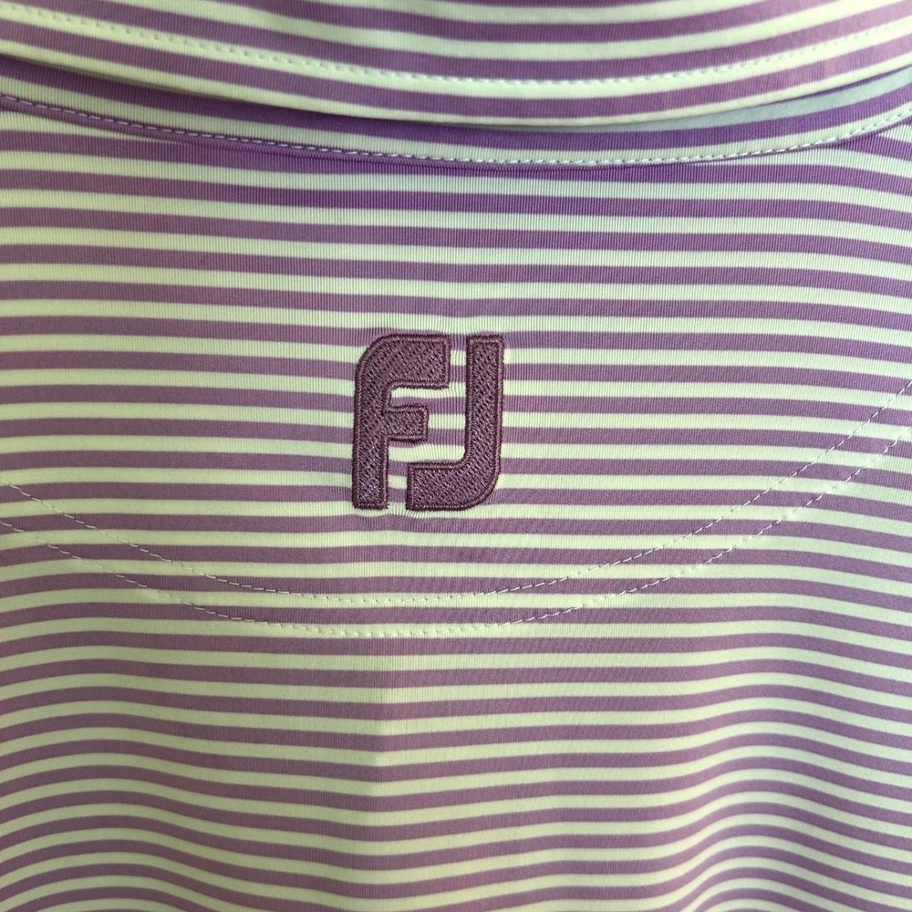 FootJoy Mens XL ProDry Striped Golf Polo Shirt Purple White Short Sleeve 25565 - Picture 5 of 9